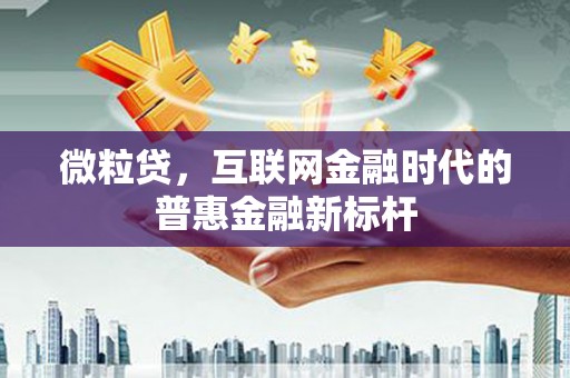 沐川微粒贷，互联网金融时代的普惠金融新标杆