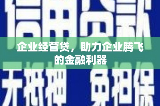 沐川企业经营贷，助力企业腾飞的金融利器