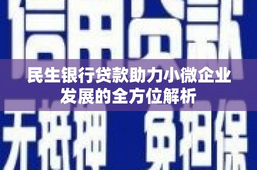 沐川民生银行贷款助力小微企业发展的全方位解析